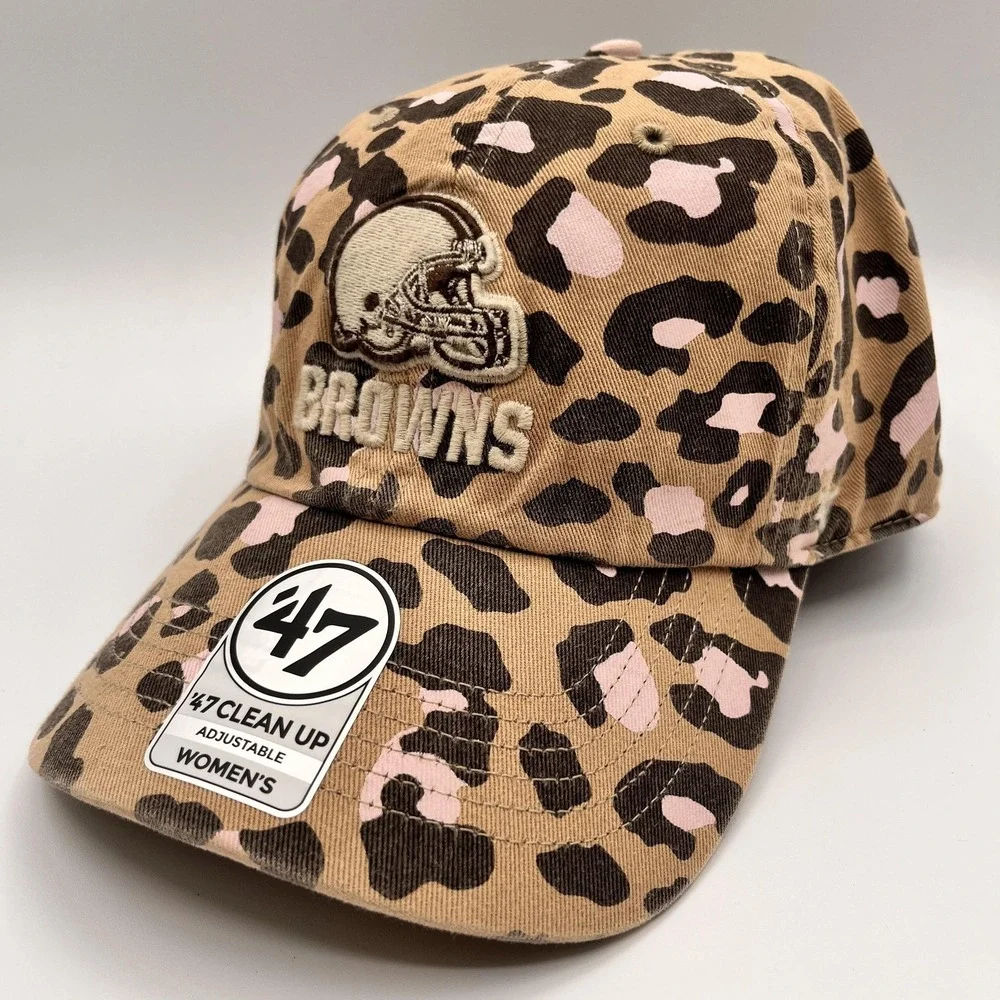 Cleveland Browns Womens Hat Cap 47 Brand‎ Strap Back Cheetah Leopard NFL NEW